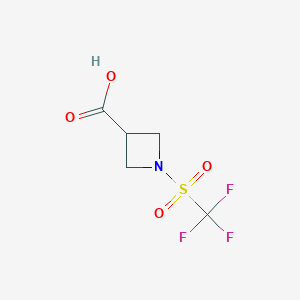 molecular formula C5H6F3NO4S B2376403 1-Trifluoromethanesulfonylazetidine-3-carboxylic acid CAS No. 1341041-91-5