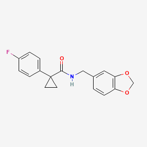 molecular formula C18H16FNO3 B2376435 N-(benzo[d][1,3]dioxol-5-ylmethyl)-1-(4-fluorophenyl)cyclopropanecarboxamide CAS No. 1091463-01-2