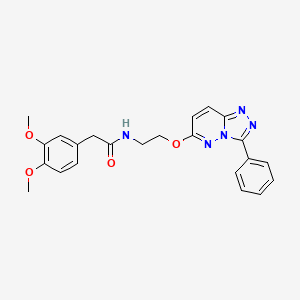 molecular formula C23H23N5O4 B2376441 2-(3,4-dimethoxyphenyl)-N-(2-((3-phenyl-[1,2,4]triazolo[4,3-b]pyridazin-6-yl)oxy)ethyl)acetamide CAS No. 946272-70-4