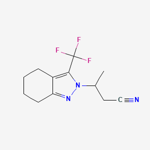molecular formula C12H14F3N3 B2376444 3-[3-(trifluoromethyl)-4,5,6,7-tetrahydro-2H-indazol-2-yl]butanenitrile CAS No. 937601-55-3