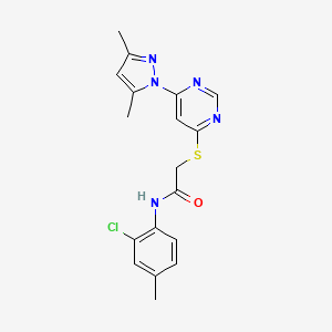 molecular formula C18H18ClN5OS B2376451 N-(2-chloro-4-methylphenyl)-2-((6-(3,5-dimethyl-1H-pyrazol-1-yl)pyrimidin-4-yl)thio)acetamide CAS No. 1251680-77-9