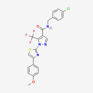 molecular formula C22H16ClF3N4O2S B2376454 N-[(4-chlorophenyl)methyl]-1-[4-(4-methoxyphenyl)-1,3-thiazol-2-yl]-5-(trifluoromethyl)-1H-pyrazole-4-carboxamide CAS No. 321848-21-9