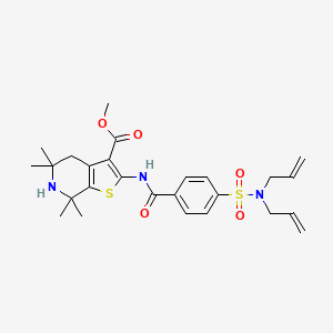 molecular formula C26H33N3O5S2 B2376543 methyl 2-(4-(N,N-diallylsulfamoyl)benzamido)-5,5,7,7-tetramethyl-4,5,6,7-tetrahydrothieno[2,3-c]pyridine-3-carboxylate CAS No. 489471-16-1