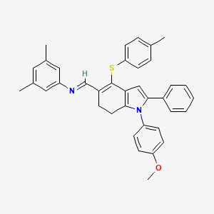 molecular formula C37H34N2OS B2376552 N-((E)-{1-(4-methoxyphenyl)-4-[(4-methylphenyl)sulfanyl]-2-phenyl-6,7-dihydro-1H-indol-5-yl}methylidene)-3,5-dimethylaniline CAS No. 477869-28-6