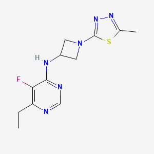 molecular formula C12H15FN6S B2376599 6-Ethyl-5-fluoro-N-[1-(5-methyl-1,3,4-thiadiazol-2-yl)azetidin-3-yl]pyrimidin-4-amine CAS No. 2415453-33-5