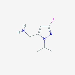 molecular formula C7H12IN3 B2376602 1-[3-iodo-1-(propan-2-yl)-1H-pyrazol-5-yl]methanamine CAS No. 2226181-75-3