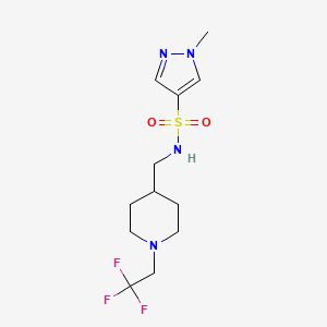 molecular formula C12H19F3N4O2S B2376660 1-Methyl-N-[[1-(2,2,2-trifluoroethyl)piperidin-4-yl]methyl]pyrazole-4-sulfonamide CAS No. 2309552-51-8