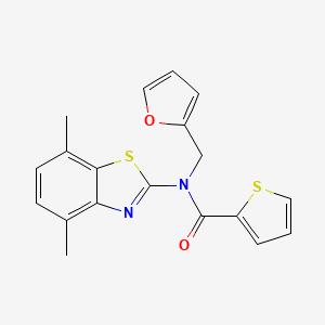 molecular formula C19H16N2O2S2 B2376666 N-(4,7-dimethylbenzo[d]thiazol-2-yl)-N-(furan-2-ylmethyl)thiophene-2-carboxamide CAS No. 922375-78-8