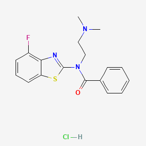molecular formula C18H19ClFN3OS B2376668 N-(2-(dimethylamino)ethyl)-N-(4-fluorobenzo[d]thiazol-2-yl)benzamide hydrochloride CAS No. 1321694-05-6