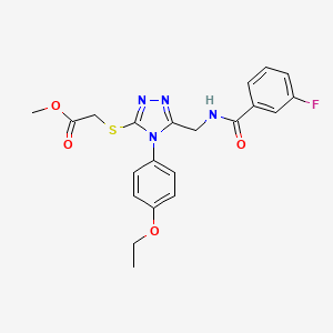 molecular formula C21H21FN4O4S B2376675 methyl 2-{[4-(4-ethoxyphenyl)-5-{[(3-fluorophenyl)formamido]methyl}-4H-1,2,4-triazol-3-yl]sulfanyl}acetate CAS No. 689748-35-4