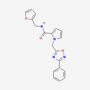 molecular formula C19H16N4O3 B2376679 N-(furan-2-ylmethyl)-1-((3-phenyl-1,2,4-oxadiazol-5-yl)methyl)-1H-pyrrole-2-carboxamide CAS No. 1396761-31-1