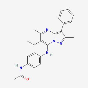 molecular formula C24H25N5O B2376752 N-(4-((6-ethyl-2,5-dimethyl-3-phenylpyrazolo[1,5-a]pyrimidin-7-yl)amino)phenyl)acetamide CAS No. 899384-34-0