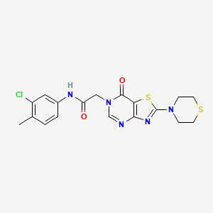 molecular formula C18H18ClN5O2S2 B2376806 N-(3-chloro-4-methylphenyl)-2-(7-oxo-2-thiomorpholinothiazolo[4,5-d]pyrimidin-6(7H)-yl)acetamide CAS No. 1223785-86-1