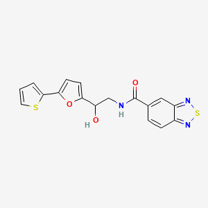 molecular formula C17H13N3O3S2 B2376816 N-[2-Hydroxy-2-(5-thiophen-2-ylfuran-2-yl)ethyl]-2,1,3-benzothiadiazole-5-carboxamide CAS No. 2320544-62-3