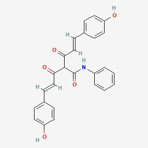 B2376835 (E)-5-(4-hydroxyphenyl)-2-[(E)-3-(4-hydroxyphenyl)prop-2-enoyl]-3-oxo-N-phenylpent-4-enamide CAS No. 1255639-43-0