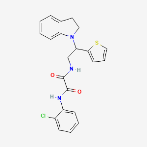 molecular formula C22H20ClN3O2S B2376852 N1-(2-chlorophenyl)-N2-(2-(indolin-1-yl)-2-(thiophen-2-yl)ethyl)oxalamide CAS No. 898424-35-6