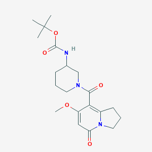molecular formula C20H29N3O5 B2376861 Tert-butyl (1-(7-methoxy-5-oxo-1,2,3,5-tetrahydroindolizine-8-carbonyl)piperidin-3-yl)carbamate CAS No. 2034329-08-1