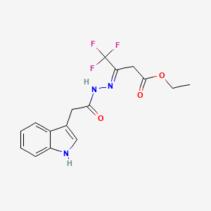 molecular formula C16H16F3N3O3 B2376872 ethyl (3Z)-4,4,4-trifluoro-3-{[2-(1H-indol-3-yl)acetamido]imino}butanoate CAS No. 1025568-32-4