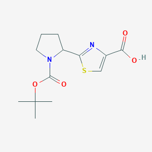 molecular formula C13H18N2O4S B2376918 2-(1-(tert-Butoxycarbonyl)pyrrolidin-2-yl)thiazole-4-carboxylic acid CAS No. 1824349-18-9