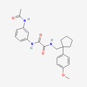 molecular formula C23H27N3O4 B2376957 N1-(3-acetamidophenyl)-N2-((1-(4-methoxyphenyl)cyclopentyl)methyl)oxalamide CAS No. 1091398-32-1