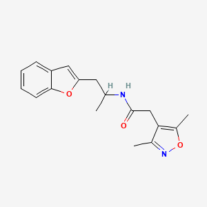 molecular formula C18H20N2O3 B2377005 N-[1-(1-benzofuran-2-yl)propan-2-yl]-2-(3,5-dimethyl-1,2-oxazol-4-yl)acetamide CAS No. 2034331-19-4