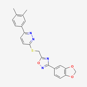 B2377056 3-({[3-(1,3-Benzodioxol-5-yl)-1,2,4-oxadiazol-5-yl]methyl}thio)-6-(3,4-dimethylphenyl)pyridazine CAS No. 1111290-77-7