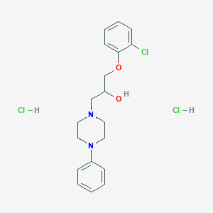 molecular formula C19H25Cl3N2O2 B2377099 1-(2-Chlorophenoxy)-3-(4-phenylpiperazin-1-yl)propan-2-ol dihydrochloride CAS No. 1215812-30-8
