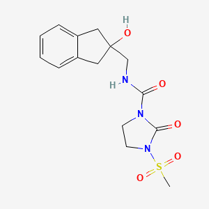 molecular formula C15H19N3O5S B2377100 N-((2-hydroxy-2,3-dihydro-1H-inden-2-yl)methyl)-3-(methylsulfonyl)-2-oxoimidazolidine-1-carboxamide CAS No. 2034407-99-1