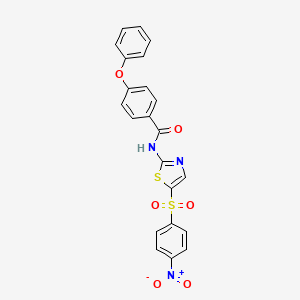 molecular formula C22H15N3O6S2 B2377126 N-(5-((4-nitrophenyl)sulfonyl)thiazol-2-yl)-4-phenoxybenzamide CAS No. 313395-87-8
