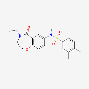 molecular formula C19H22N2O4S B2377128 N-(4-ethyl-5-oxo-2,3,4,5-tetrahydrobenzo[f][1,4]oxazepin-7-yl)-3,4-dimethylbenzenesulfonamide CAS No. 926032-10-2