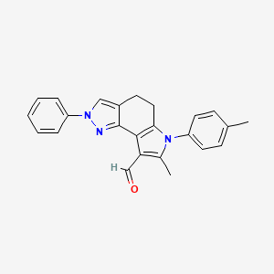 molecular formula C24H21N3O B2377160 7-Methyl-2-phenyl-6-(p-tolyl)-2,4,5,6-tetrahydropyrrolo[2,3-g]indazole-8-carbaldehyde CAS No. 556112-31-3
