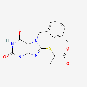 Methyl 2-[3-methyl-7-[(3-methylphenyl)methyl]-2,6-dioxopurin-8-yl]sulfanylpropanoate