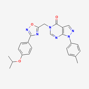 molecular formula C24H22N6O3 B2377202 1-(4-methylphenyl)-5-({3-[4-(propan-2-yloxy)phenyl]-1,2,4-oxadiazol-5-yl}methyl)-1H,4H,5H-pyrazolo[3,4-d]pyrimidin-4-one CAS No. 1219188-01-8