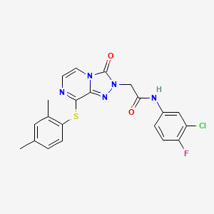B2377213 N-(3-chloro-4-fluorophenyl)-2-[8-(2,4-dimethylphenyl)sulfanyl-3-oxo-[1,2,4]triazolo[4,3-a]pyrazin-2-yl]acetamide CAS No. 1251575-38-8
