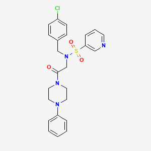 molecular formula C24H25ClN4O3S B2377227 N-[(4-chlorophenyl)methyl]-N-[2-oxo-2-(4-phenylpiperazin-1-yl)ethyl]pyridine-3-sulfonamide CAS No. 1021054-64-7
