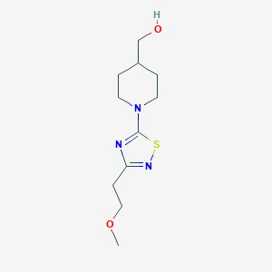 molecular formula C11H19N3O2S B2377238 {1-[3-(2-Methoxyethyl)-1,2,4-thiadiazol-5-yl]piperidin-4-yl}methanol CAS No. 2415634-92-1