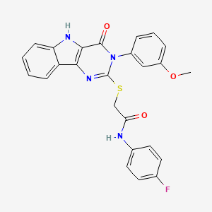 molecular formula C25H19FN4O3S B2377249 N-(4-fluorophenyl)-2-{[3-(3-methoxyphenyl)-4-oxo-3H,4H,5H-pyrimido[5,4-b]indol-2-yl]sulfanyl}acetamide CAS No. 536706-42-0