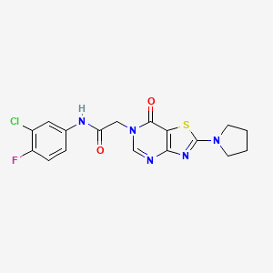 N-(3-chloro-4-fluorophenyl)-2-(7-oxo-2-(pyrrolidin-1-yl)thiazolo[4,5-d]pyrimidin-6(7H)-yl)acetamide