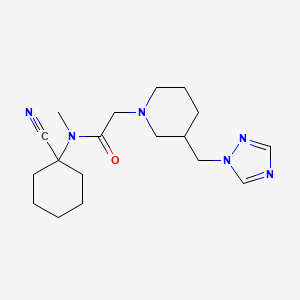 molecular formula C18H28N6O B2377282 N-(1-cyanocyclohexyl)-N-methyl-2-{3-[(1H-1,2,4-triazol-1-yl)methyl]piperidin-1-yl}acetamide CAS No. 1333680-11-7