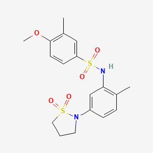 molecular formula C18H22N2O5S2 B2377289 N-(5-(1,1-dioxidoisothiazolidin-2-yl)-2-methylphenyl)-4-methoxy-3-methylbenzenesulfonamide CAS No. 950474-45-0