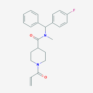 molecular formula C23H25FN2O2 B2377302 N-[(4-Fluorophenyl)-phenylmethyl]-N-methyl-1-prop-2-enoylpiperidine-4-carboxamide CAS No. 2361876-07-3