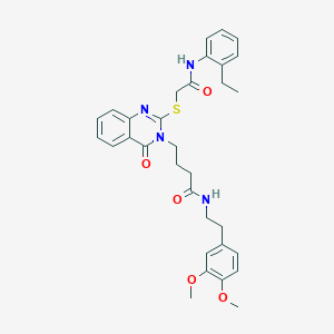 N-[2-(3,4-dimethoxyphenyl)ethyl]-4-[2-[2-(2-ethylanilino)-2-oxoethyl]sulfanyl-4-oxoquinazolin-3-yl]butanamide