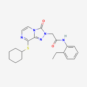 molecular formula C21H25N5O2S B2377323 2-(8-cyclohexylsulfanyl-3-oxo-[1,2,4]triazolo[4,3-a]pyrazin-2-yl)-N-(2-ethylphenyl)acetamide CAS No. 1251622-05-5