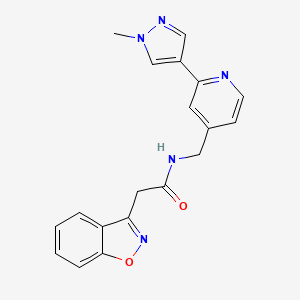 molecular formula C19H17N5O2 B2377343 2-(benzo[d]isoxazol-3-yl)-N-((2-(1-methyl-1H-pyrazol-4-yl)pyridin-4-yl)methyl)acetamide CAS No. 2034521-47-4