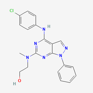 molecular formula C20H19ClN6O B2377348 2-((4-((4-chlorophenyl)amino)-1-phenyl-1H-pyrazolo[3,4-d]pyrimidin-6-yl)(methyl)amino)ethanol CAS No. 946218-41-3