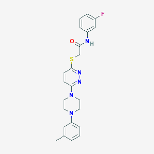 molecular formula C23H24FN5OS B2377372 N-(3-fluorophenyl)-2-({6-[4-(3-methylphenyl)piperazin-1-yl]pyridazin-3-yl}sulfanyl)acetamide CAS No. 1206985-18-3