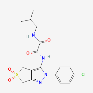 molecular formula C17H19ClN4O4S B2377379 N1-(2-(4-chlorophenyl)-5,5-dioxido-4,6-dihydro-2H-thieno[3,4-c]pyrazol-3-yl)-N2-isobutyloxalamide CAS No. 899733-75-6