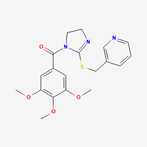 molecular formula C19H21N3O4S B2377401 [2-(Pyridin-3-ylmethylsulfanyl)-4,5-dihydroimidazol-1-yl]-(3,4,5-trimethoxyphenyl)methanone CAS No. 851807-54-0