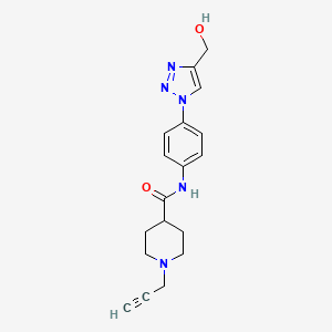 molecular formula C18H21N5O2 B2377406 N-{4-[4-(hydroxymethyl)-1H-1,2,3-triazol-1-yl]phenyl}-1-(prop-2-yn-1-yl)piperidine-4-carboxamide CAS No. 1788007-47-5