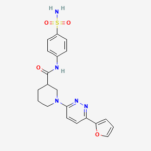 molecular formula C20H21N5O4S B2377417 1-(6-(呋喃-2-基)吡哒嗪-3-基)-N-(4-磺酰胺基苯基)哌啶-3-甲酰胺 CAS No. 1105229-40-0